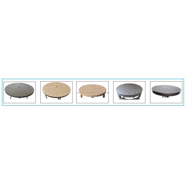 Hotel Contract Minimalist Aluminum Side Table Blue Tri Leg for Lobby Lounge Terrace
