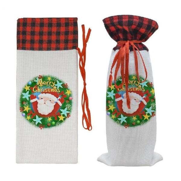 Bolsa de botella de vino de lienzo en blanco de sublimación personalizada para impresión de fotos de sublimación