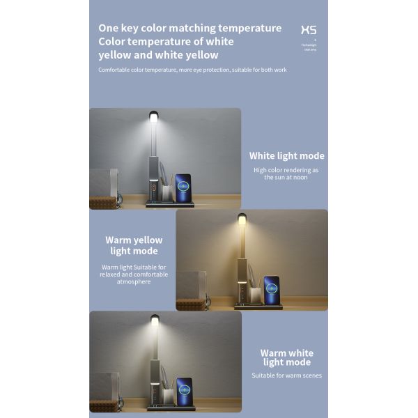 15W wireless fast charging | scalable dimming | X5 multifunctional desk lamp | study and office eye protection companion