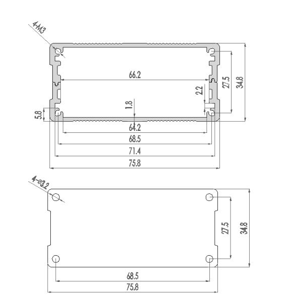 caisse en aluminium expulsée blanche de anodisation de 76*35*100mm