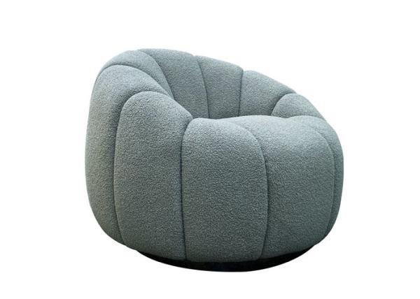 Fabric Pumpkin Arm Chair Swivel Mechanism Base Boucle Chair Swivel Grey