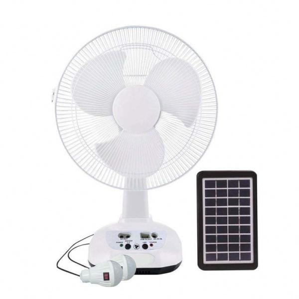 Best-Sale AC/DC Operation Metal Grill 12 Inches 3 Blades Rechargeable Home Solar Fans Rechargeable Electric Fan