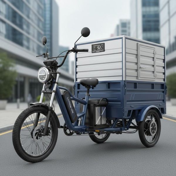 Lithium ion Battery Electric Cargo Tricycle Offering Disc Brake and 10 to 15 Degree Grade Ability for Cargo Distribution