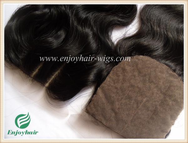 Silk top closure 4''x4'' malaysian virgin hair natural color body wave 10''-24''three part
