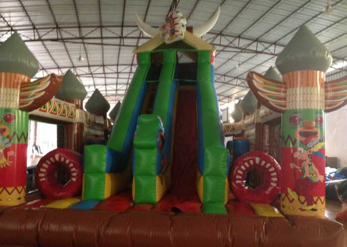 Двойной шить раздувной индийский большой дом прыжка, город Inflatables 8 x 5 x 6m потехи