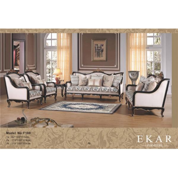 Classic Royal Upholstery Gray velvet Fabric Livingroom Furniture Sofa Set