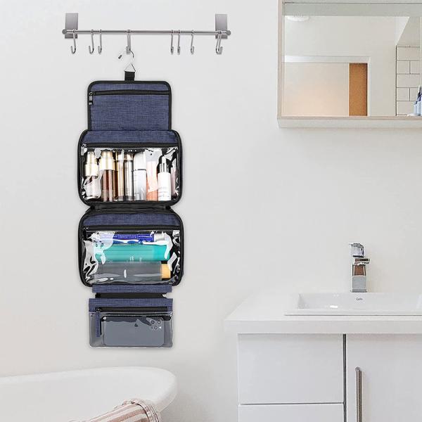 Large Hanging Toiletry Bag With Compartments 300D PVC Snowflake Travel Women'S