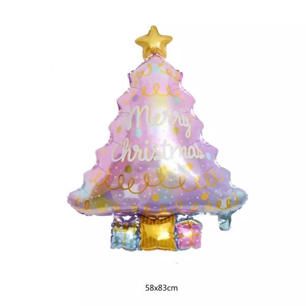 Doces por atacado do balão do bastão da folha da árvore de Natal do balão da folha de alumínio de vara de passeio do boneco de neve da árvore de Natal