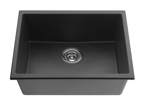 black single bowl granite kitchen sink