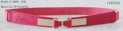 Metal Bowtie Buckle Fushcia Kids Elastic Belts With PU Part 2.5cm Width