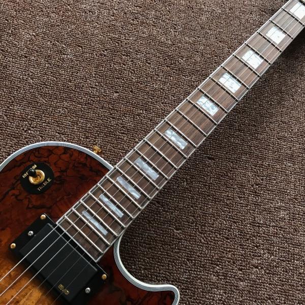 New custom Electric guitar Hot Selling Map transparent brown Custom Electric Guitar 6 Strings Guitars