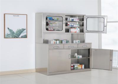Armário de exposição de aço inoxidável da medicina do hospital, armário de medicina Lockable de três gavetas