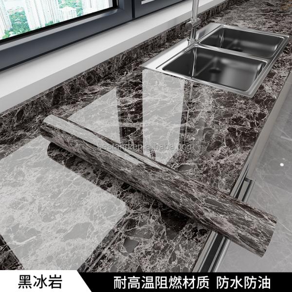 Peel Off Marble Wallpaper Heat Resistant 10m Black Marble Effect Wallpaper