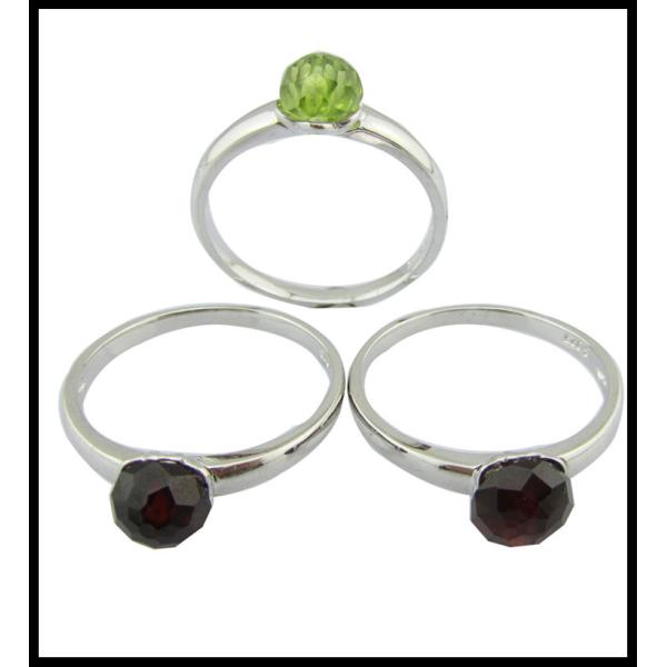 Elegant Tourmaline Silver Gemstone Rings With Rhodium Plating