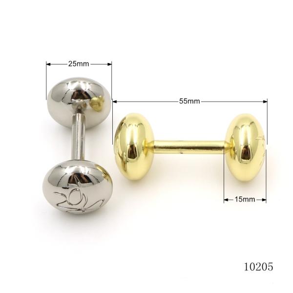 Shiny Metal Bag Accessories Dumbbell Shape Zinc Alloy Hardware 55mm For Decorations