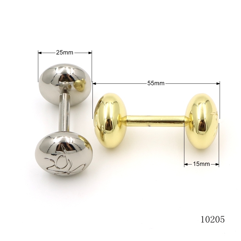 Shiny Metal Bag Accessories Dumbbell Shape Zinc Alloy Hardware 55mm For Decorations