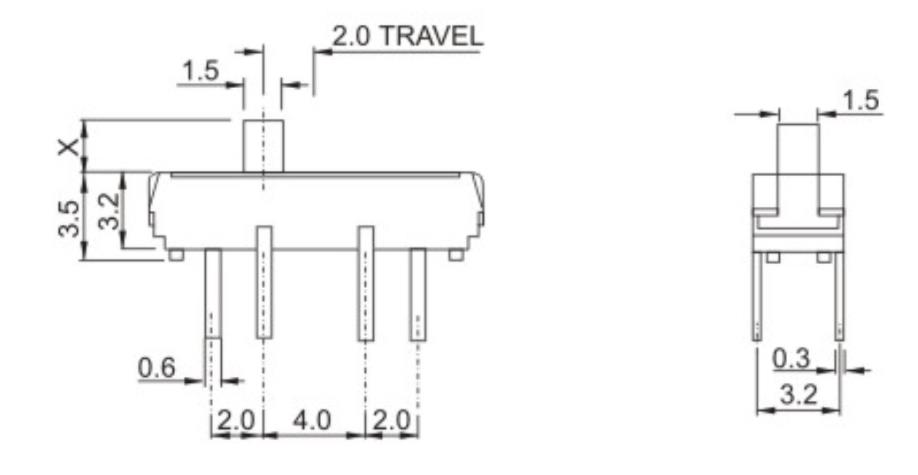 Pin DC 4V 300mA 3 переключателя скольжения мощьности импульса Sp3t для фена для волос