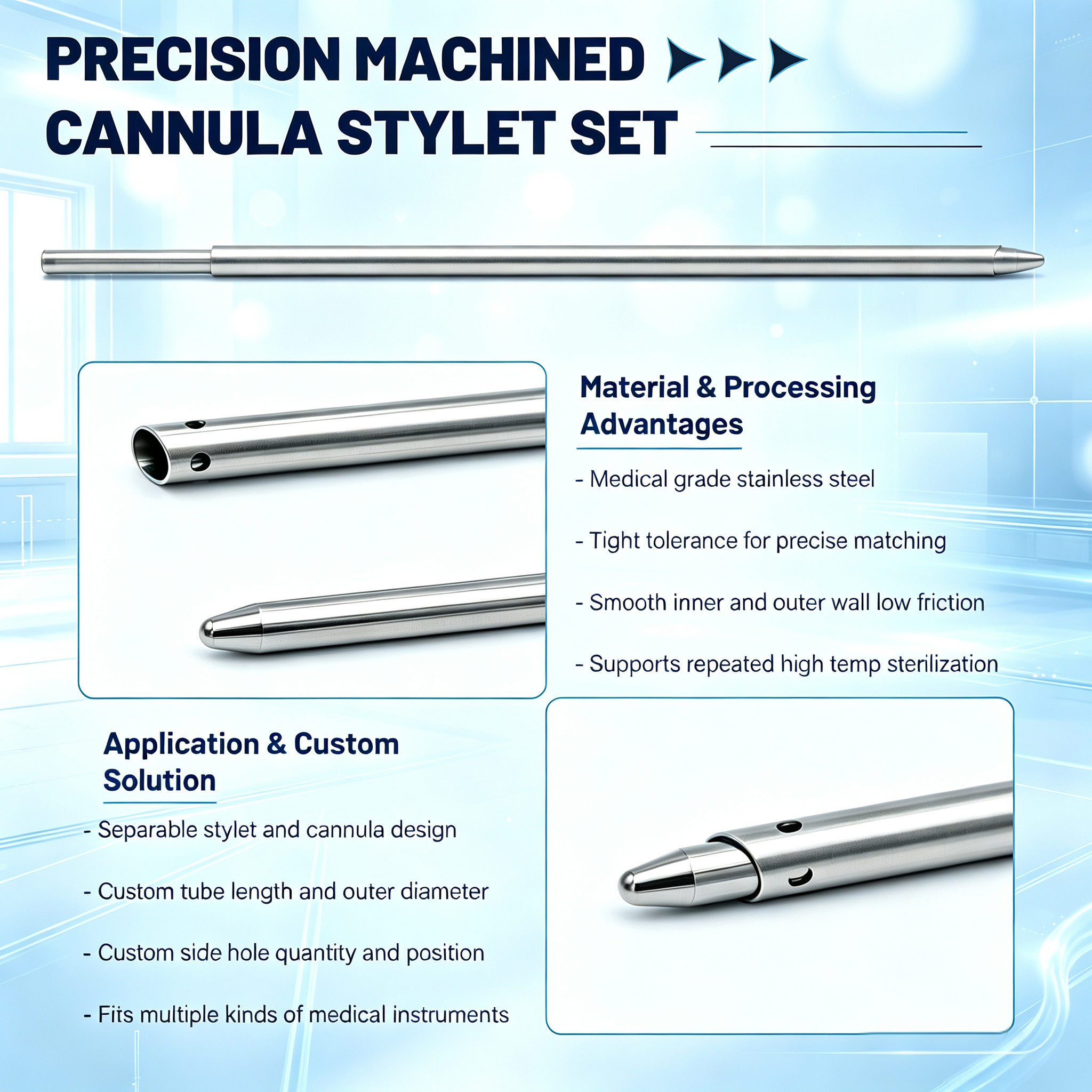 Customized Trocar Cannula With Inner Needle with High Precision Stainless Steel