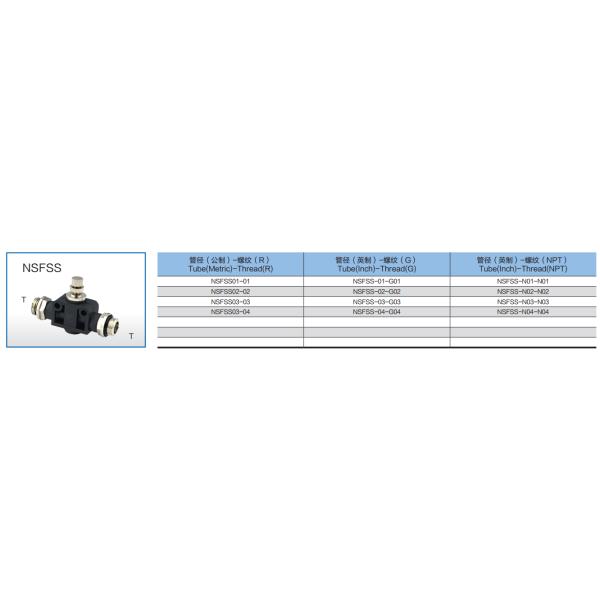 Plastic Body Pneumatic Tube Fittings NSFSS Knob Throttle Valve Two Thread Sides Straight