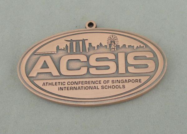 Athletic International Schools Die Cast Medals , Antique Copper Plating 3.5 Inch Medal