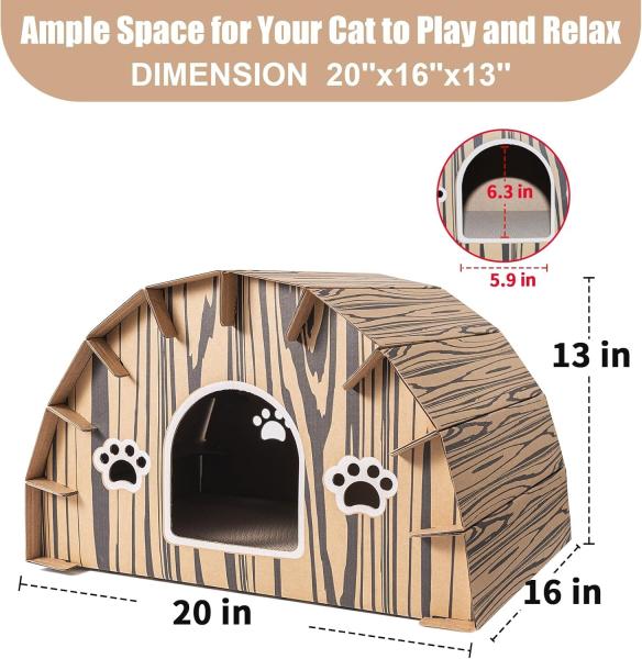 Eco Friendly Corrugated Cardboard Cat House High Quality Board Small Pet House with Scratchers