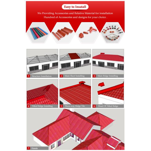 ASA Synthetic Resin Roof Tile 2.5mm Thickness B1 Fire Rating