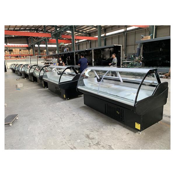 Dark Gray Front And Rear Curved Glass Cooked Food Refrigeration Display Cooked Food Freezer