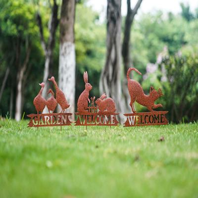 Estátuas animais da silhueta da decoração da estaca do jardim do metal do ornamento do jardim