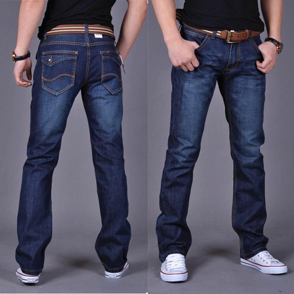 Zipper Fly XMAMLON Stretch Regular Fit Pants Fashion Men's Denim Slim Mid Waist Jeans