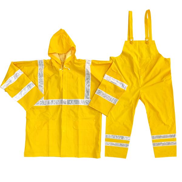 PVC poliéster con capucha abrigos de lluvia ropa de trabajo de dos piezas unisex Hi Vis abrigos de lluvia