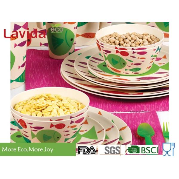 Anti - Bacteria Disposable Bamboo Bowls Fresh Ocean Fish Design High Strength Durable