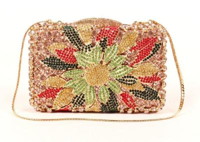 Multi Color Crossbody Stone Clutch Bag Diamond Gold Pu Lining For Women