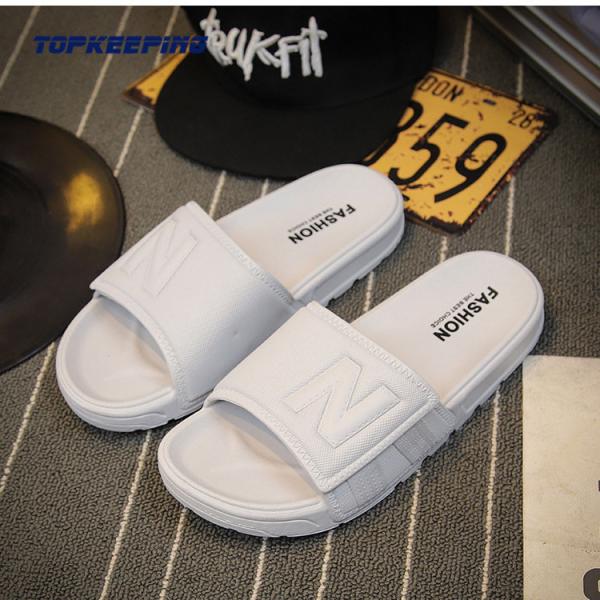Custom Logo Mens Rubber Flip Flop Black White Footwear