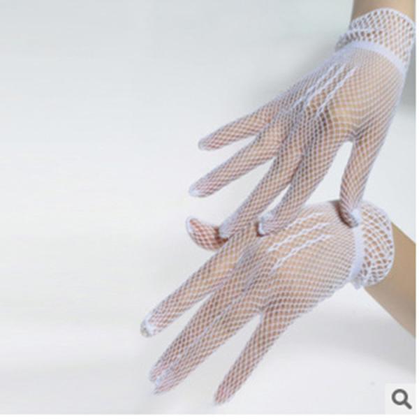 Hollow Dance Wear Accessories Graceful Short Black Mesh Gloves GLV022