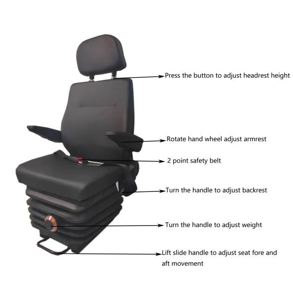 Mechanical Suspension Seat Backrest Adjustable Engineering Truck Seat