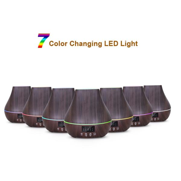 Touch Control 400ml Wood Grain Aromatherapy Diffuser With Clock