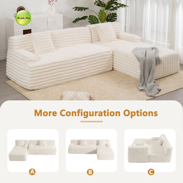 Modern Velvet Compressed Sofa Couch L Shape Gray Upholstered OEM