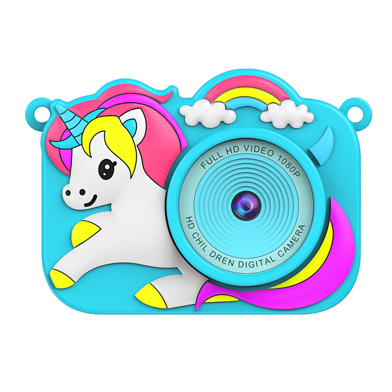 Feitianma 2.0 Inch Screen 1080P HD Dual-lens Children's Camera with Unicorn Graphic Design Children's Toy Gift