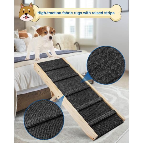 Wooden Folding Portable Pet Ramp Wooden Dog Step for Bed Pine Wood Adjustable Dog Ramp