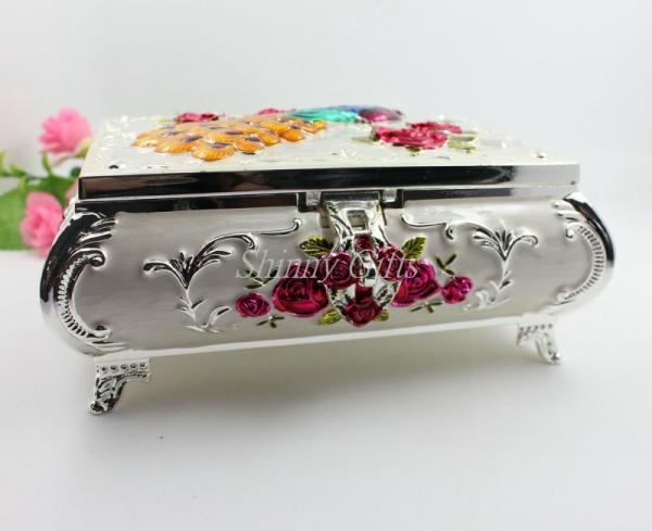 Shinny Gifts Metal Jewelry Box Earring Storage Box for Wedding Gifts&Desktop Decoration