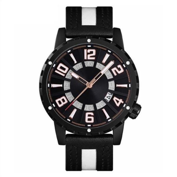 Quartz Movement Casual Calendar Leather Watch Zinc Alloy Mens Chronograph Watches