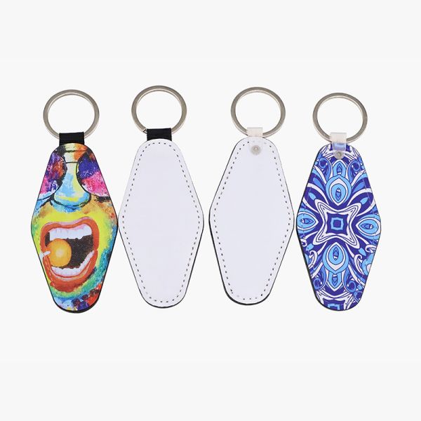 Double Sided Printing Diamond Shape Sublimation Leather Keychain Blanks Personalised Leather Keyring