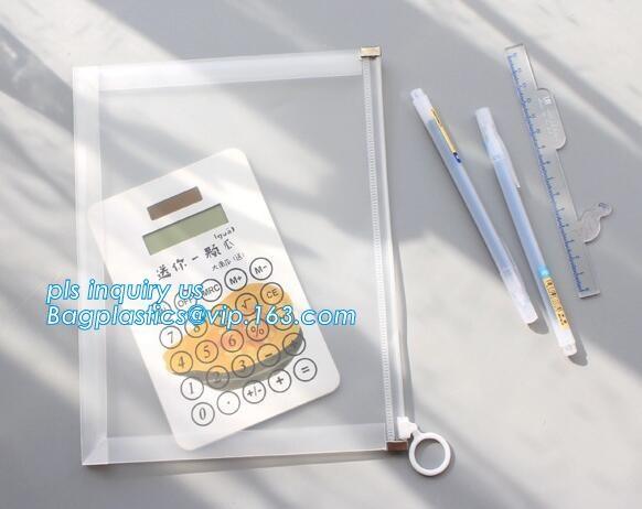 PVC slider k bag for stationery, file,school kids, stationery packaging zipper bag with slider, PVC plastic Hanger
