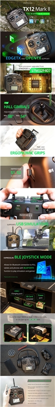 Radiomaster TX12 Mark II Radio Controller ELRS/CC2500 EdgeTX OpenTX 16CH Multi-Module Compatible Radio Control Transmitter
