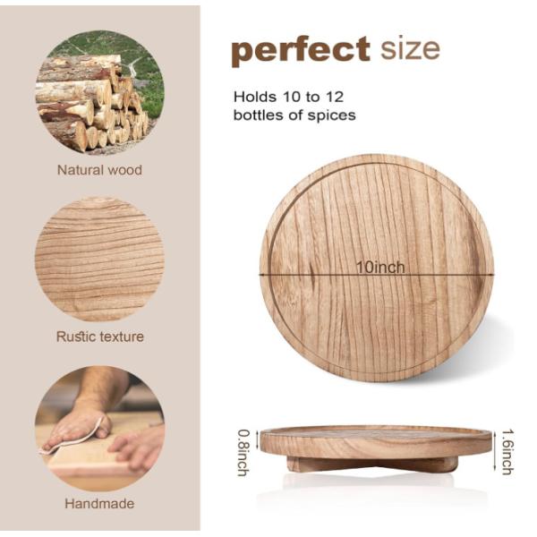 Best Selling Round Decorative Bathroom Counter Organizer Farmhouse Kitchen Decor Wooden Riser Wooden Food Tray