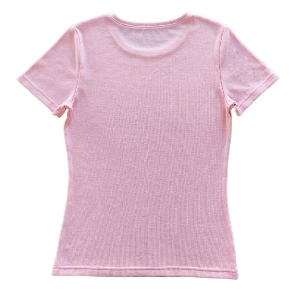 Customize Women's Rib T-shirt with Short Sleeves and Cotton Spandex Soft Hand Feel