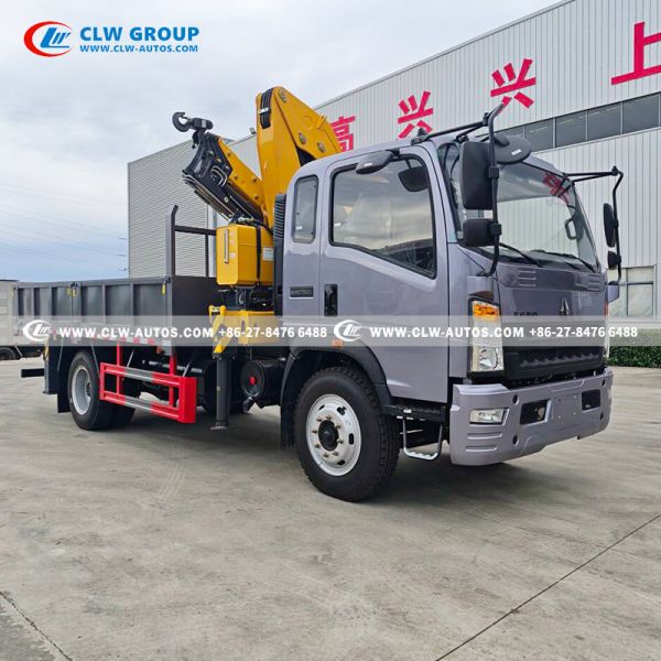 HOWO 5 Ton Knuckle Boom Crane Truck for Dual Lifting & Hauling