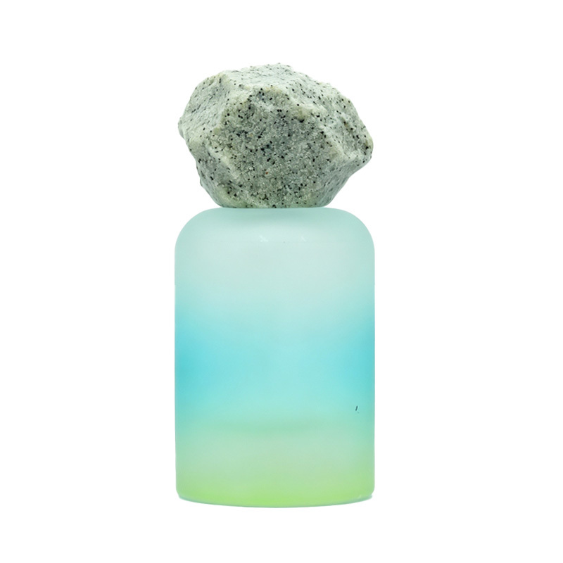50ml Glass Perfume Bottles Frosted Cylinder Spray Round Wooden Stone Cap Empty