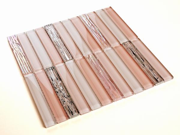 Mosaicos de vidrio para pared interior rosa claro de 300x300mm antideslizantes y duraderos para hotel y balcón