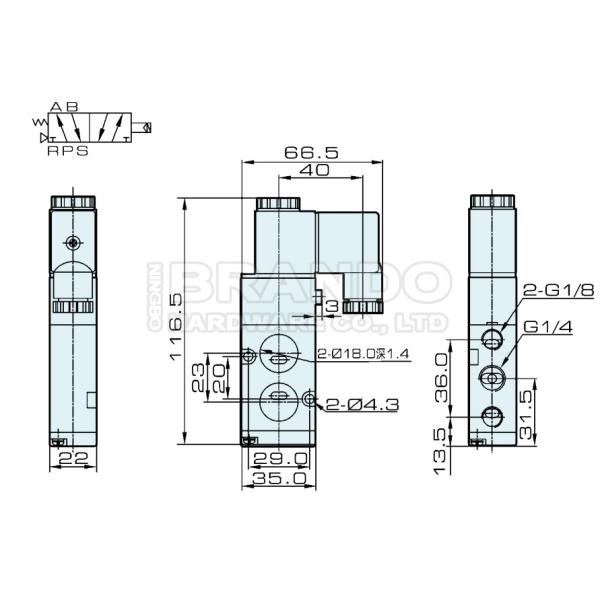 5/2 type C.A. de la vanne électromagnétique de G1/4 » Namur 4M210-08 Airtac de C.C 220V de 24V
